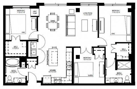 1500 Nicollet_3 Bedroom Floor Plan  at 1500 Nicollet, Minneapolis